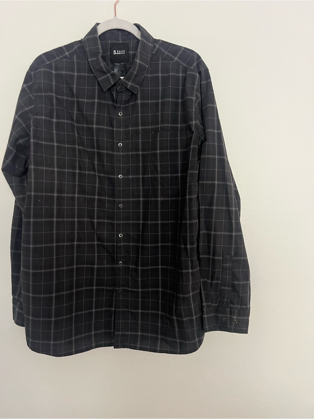 5.11 Tactical Men's Dark Gray Plaid Button-Down Shirt